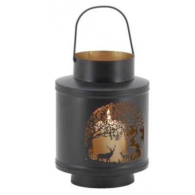 Metal lantern cut out deer-DBO3990