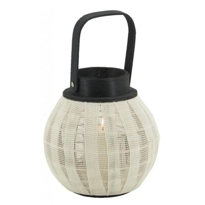 Round lantern in wood and woven cotton-DBO4050V