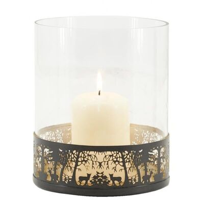 Tealight holder in metal and glass Forêt-DBO4110V