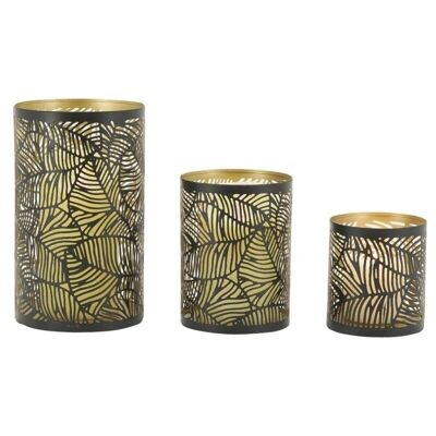 Tealight holder in black lacquered metal-DBO427S