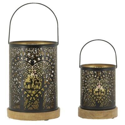 Tealight holders in black lacquered metal-DBO428S