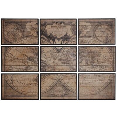 Wooden world map 9 frames-DCA2330