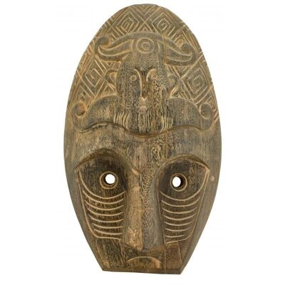 Máscara étnica en madera teñida de gris-DCA2610