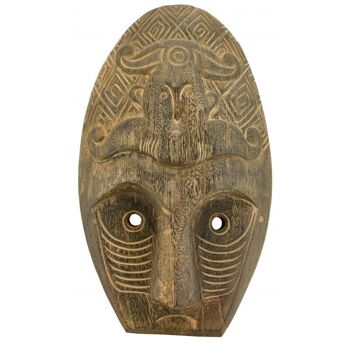Masque ethnique en bois teinté gris-DCA2610 1