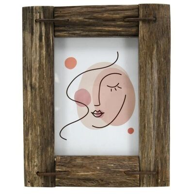 Wooden photo frame with pink abstract decor-DCA2642V