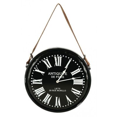 Black lacquered metal clock Antiquités de Paris-DHL1630