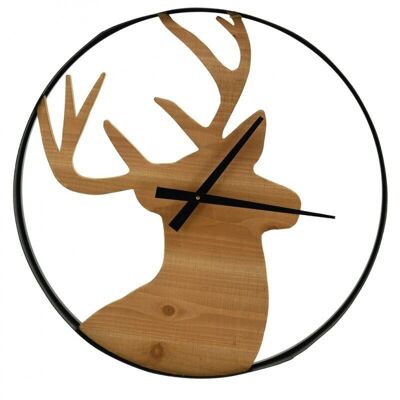 Deer clock in pine and metal - DHL1640