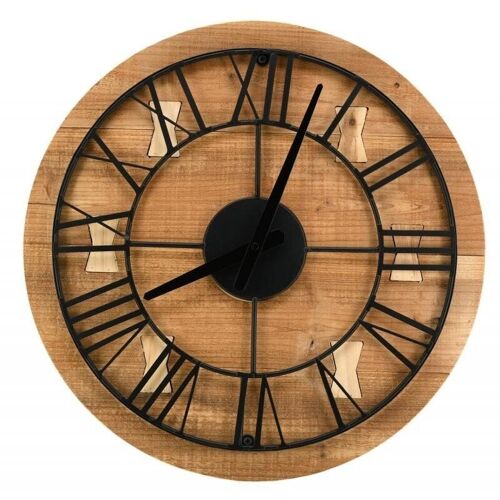 Horloge en bois recyclé et métal-DHL1650