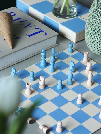 Jeu d'échecs - Design Bleu et Blanc - Jeu de société décoratif - Printworks 6