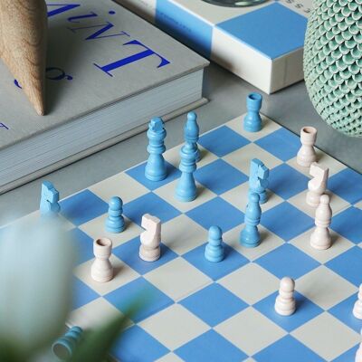 Jeu d'échecs - Design Bleu et Blanc - Jeu de société décoratif - Printworks