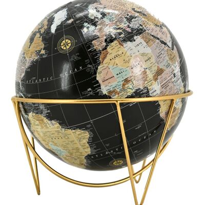 Globus aus schwarzem Harz und goldfarbenem Metall-DMA1590