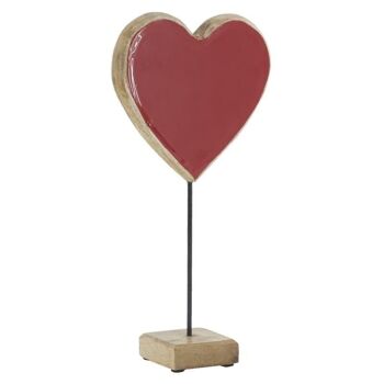 Coeur rouge en manguier sur socle-DMA1730 1