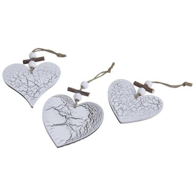 Cracked wood hanging hearts-DMO148S