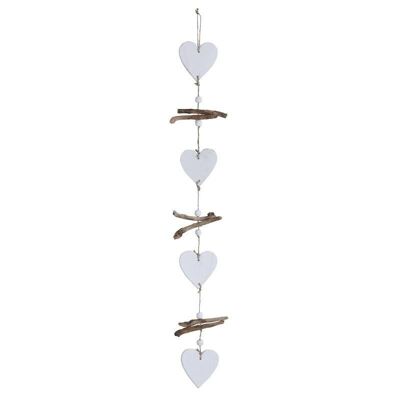 Suspension 4 hearts in white wood-DMO1490