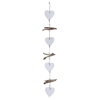 Suspension 4 coeurs en bois blanc-DMO1490