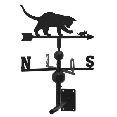 Wrought iron cat and mouse weather vane-DMU1580