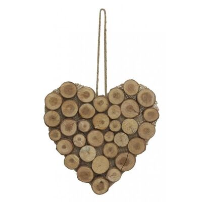 Heart made of pine logs for hanging-DMU2291