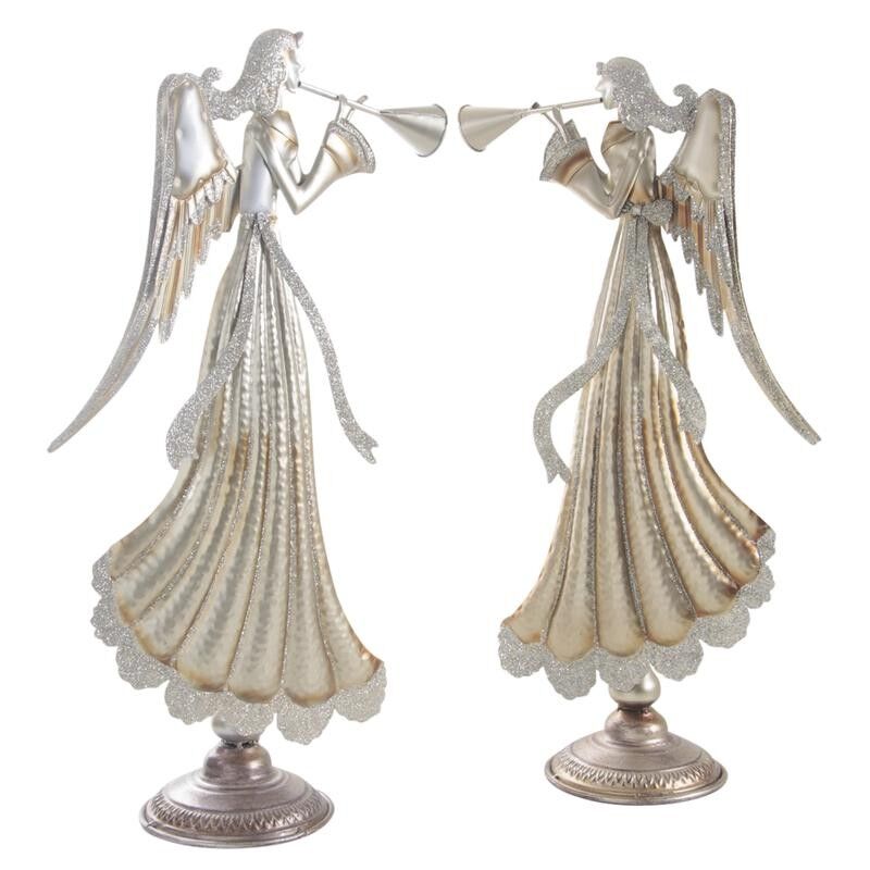 Angelo in metallo laccato oro e paillettes-DNO1380