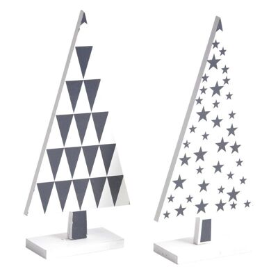 Albero in legno laccato bianco e nero-DNO1490