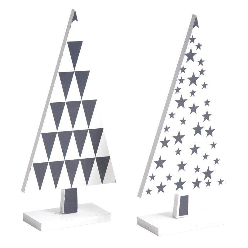 Baum aus weiß und schwarz lackiertem Holz-DNO1490