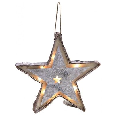 Bleached birch star with led-DNO1540