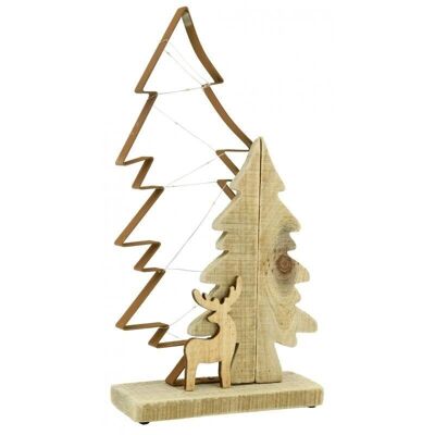 Christmas tree decor in metal and wood, led garland-DNO1660