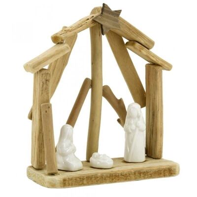 Nativity scene in wood and ceramics-DNO1680