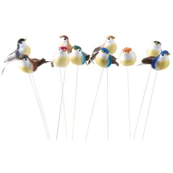 Lot de 10 piques décoratifs oiseaux-DPI187S