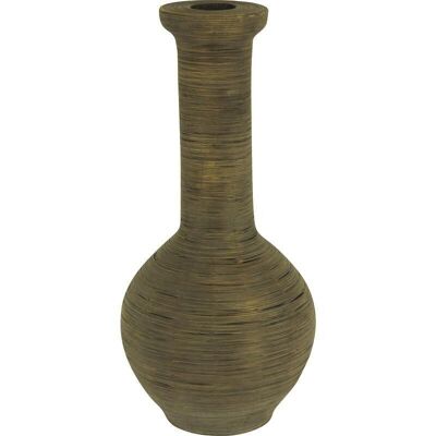 Gray patinated rattan vase-DVA1320