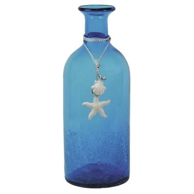 Blue glass bottle vase-DVA1480V