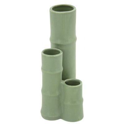 Triplo soliflore in ceramica verde-DVA1580V
