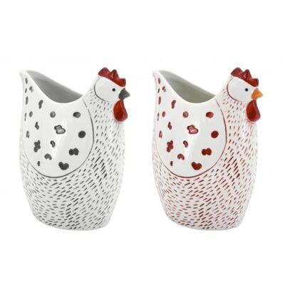 Hand painted hen ceramic vase-DVA1752