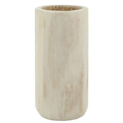 Große runde Vase aus hellem Holz. Passend zu verschiedenen Größen und mit getrockneten Blumen für ein trendiges Dekor dekorieren!-DVA1790