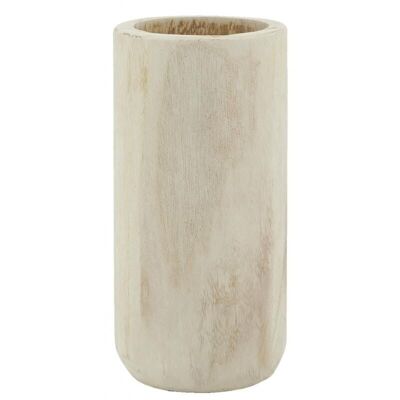 Grande vaso tondo in legno chiaro. Da abbinare a diverse misure, e decorare con fiori secchi per un arredamento trendy!-DVA1790