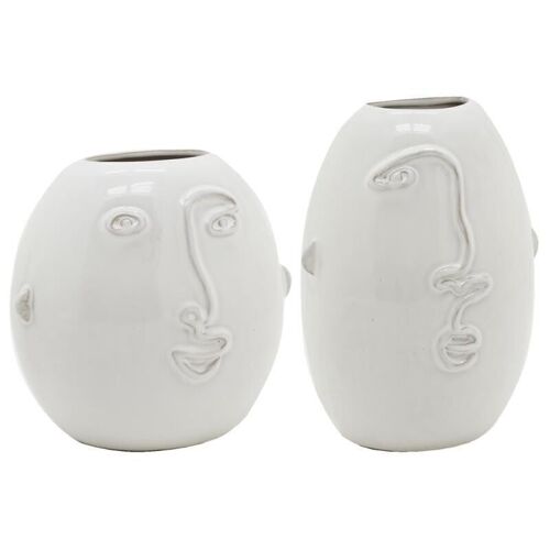 Vases visage en céramique blanche-DVA195S