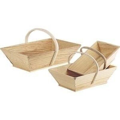 Pine basket with rattan handle-FPA1361