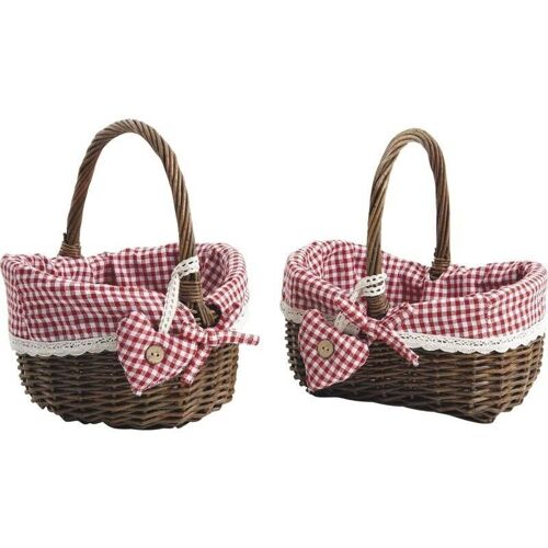 Petit panier en osier doublure vichy-FPA1550C