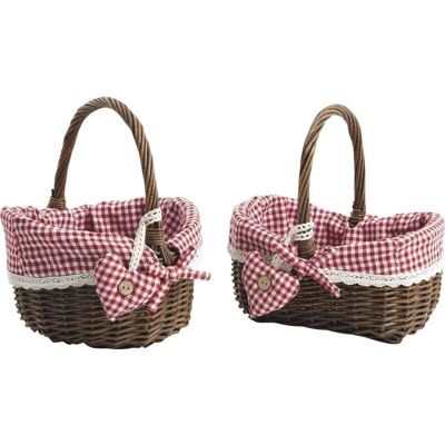 Small wicker basket with gingham lining-FPA1550C