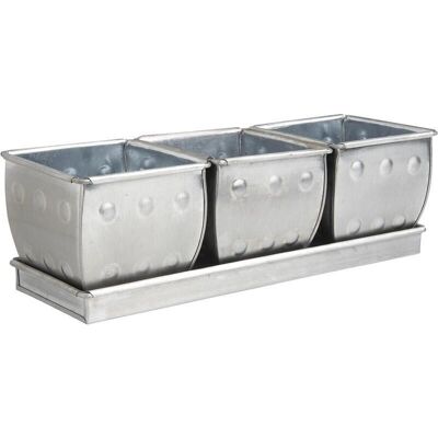 Zinc planter + 3 pots-GCO2020