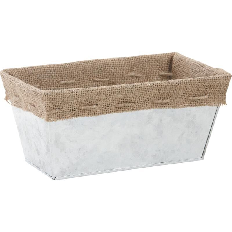 Cesto rettangolare in zinco e juta-GCO2631