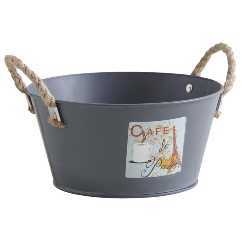 Cesto rotondo Café de Paris in metallo laccato-GCO3330