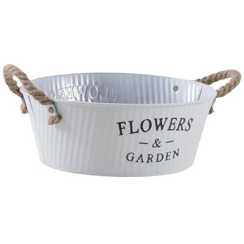 Corbeille ronde en métal laqué blanc Flowers & Garden-GCO3492