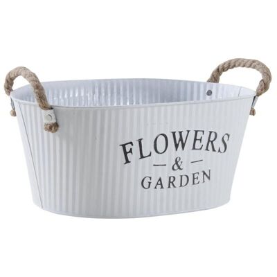 Cesto ovale in metallo laccato bianco Flowers & Garden-GCO3500