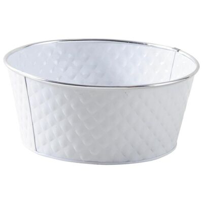 Round basket in white lacquered metal-GCO3510