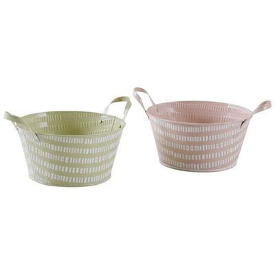 Round basket in lacquered metal-GCO3631