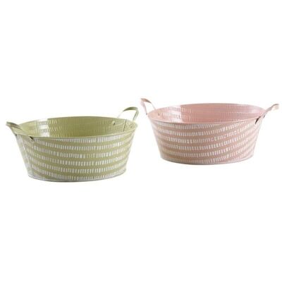 Round basket in lacquered metal-GCO3632
