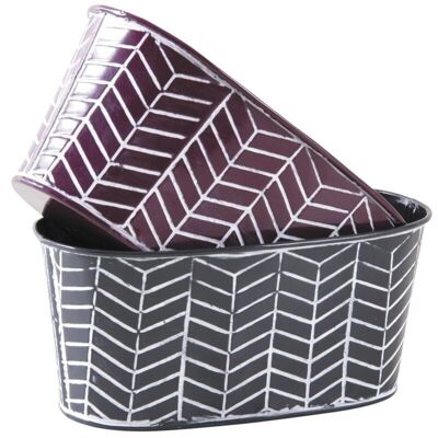 Oval basket in lacquered metal-GCO3650