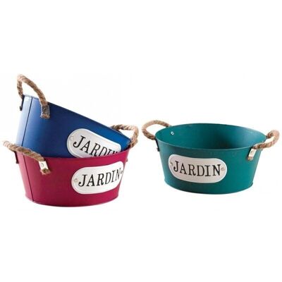 Round basket in lacquered metal-GCO3870