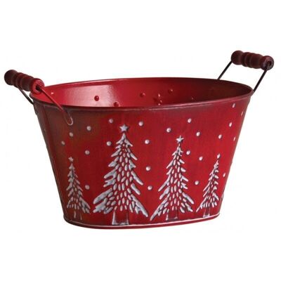 Oval basket in red metal-GCO3940