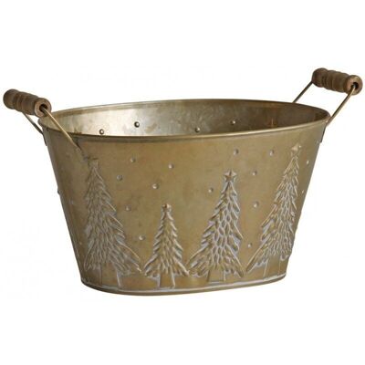 Basket with 2 handles in gold metal-GCO3980